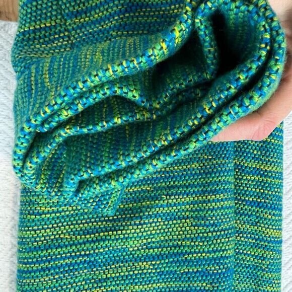 Vintage Handmade M / L Green Turquoise Bleu Long Thick 60s 70s Retro Maxi Skirt - Picture 11 of 15